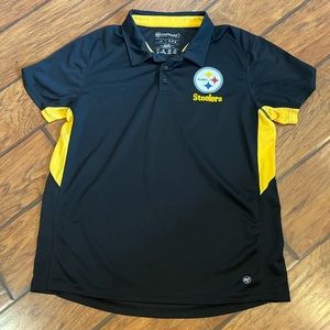 Pittsburgh Steelers polo shirt mens L black 47 Forward NFL Golf performance nice